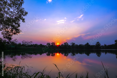 sunset over lake