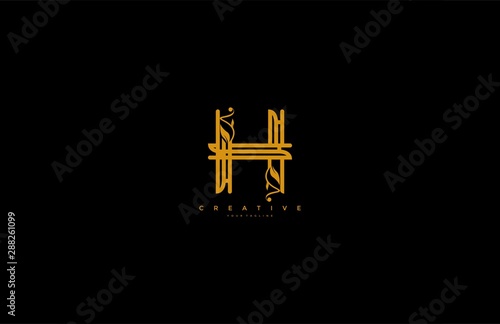 Text Initial H Linear luxury flourishes ornament Monogram Logo