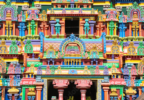 Beautiful Hindu Temple Tower with Colorful Statues