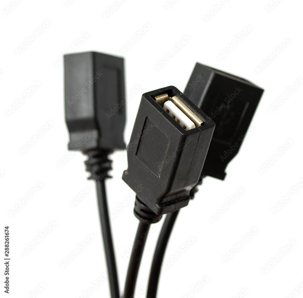 USB wire, isolated white background. USB wire, isolated white background.
