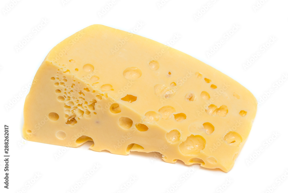 Cheese with holes on a white background. Cheese with holes on a white background.