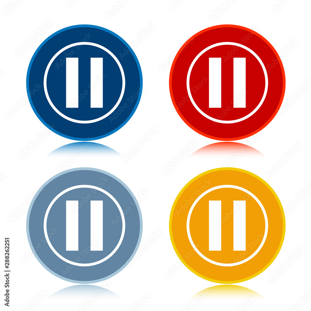 Pause icon trendy flat round buttons set illustration design Pause icon trendy flat round buttons set illustration design