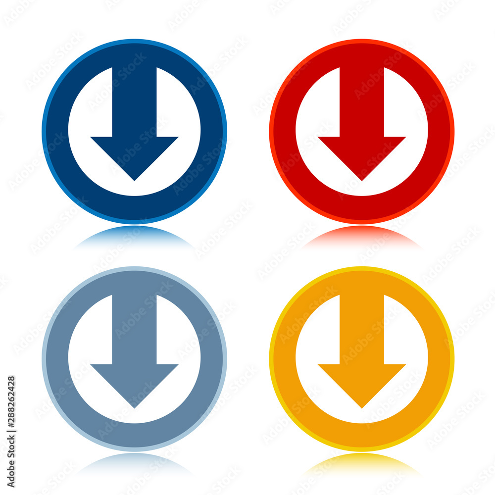 Down arrow icon trendy flat round buttons set illustration design Down arrow icon trendy flat round buttons set illustration design