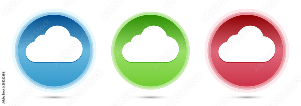 Cloud icon glass round buttons set illustration Cloud icon glass round buttons set illustration