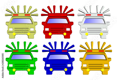 Collection of emergency cars symbols