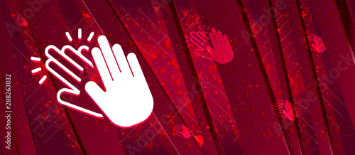 Hands clap icon Abstract design bright red banner background