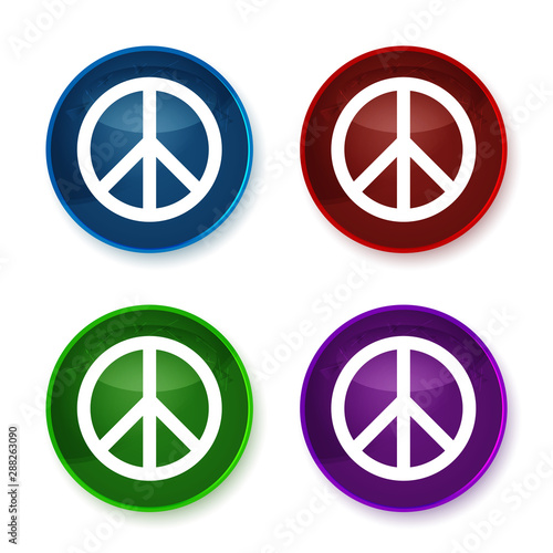 Peace sign icon shiny round buttons set illustration