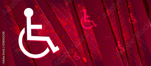 Wheelchair handicap icon Abstract design bright red banner background