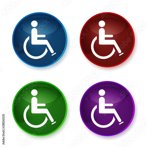 Wheelchair handicap icon shiny round buttons set illustration