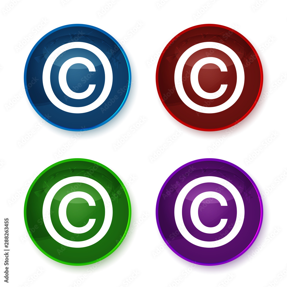 Copyright symbol icon shiny round buttons set illustration Copyright symbol icon shiny round buttons set illustration