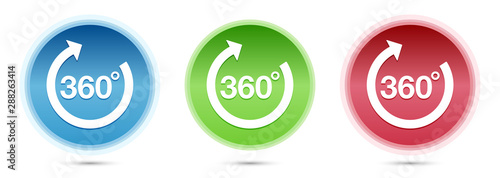 360 degrees rotate arrow icon glass round buttons set illustration