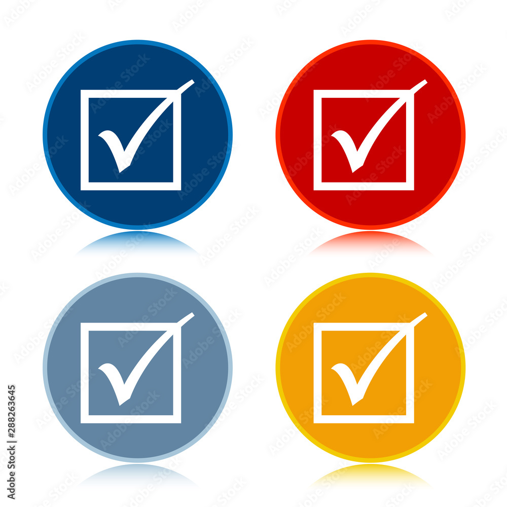 Check box icon trendy flat round buttons set illustration design Check box icon trendy flat round buttons set illustration design