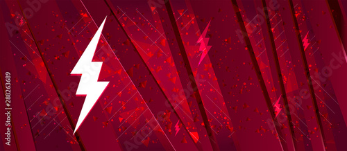 Lightning icon Abstract design bright red banner background