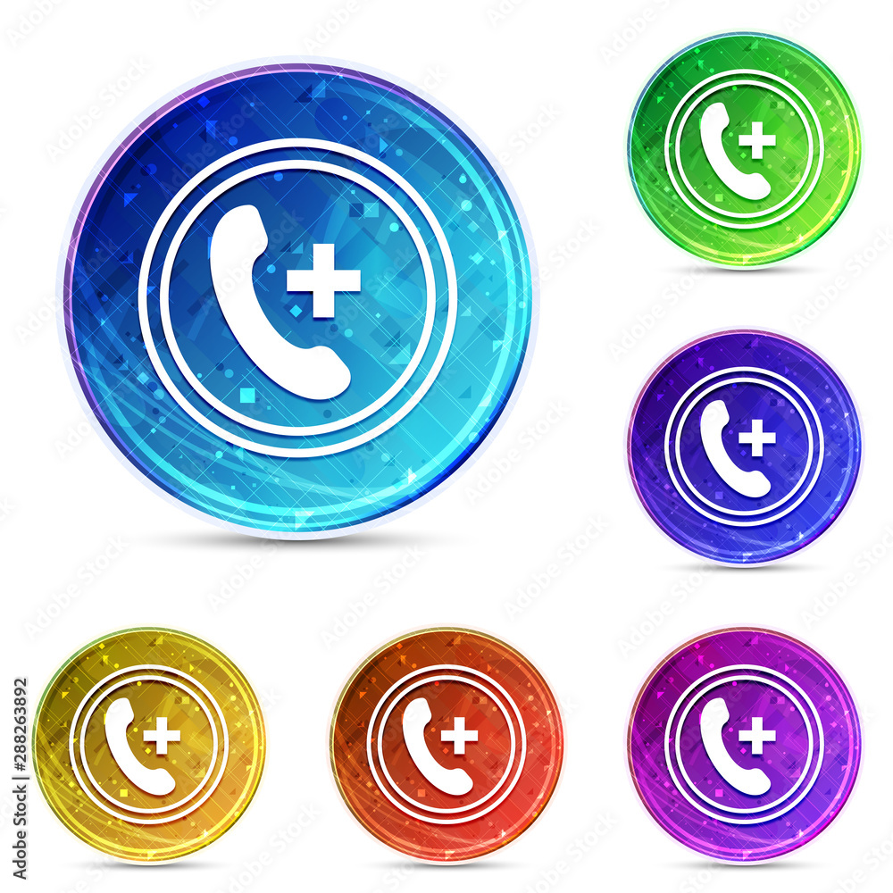 Emergency call icon digital abstract round buttons set illustration Emergency call icon digital abstract round buttons set illustration
