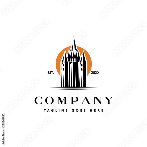 historical building tower castle history logo icon vector template