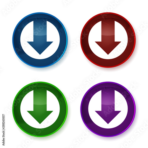 Free Download Down arrow icon shiny round buttons set illustration - GFXLoad