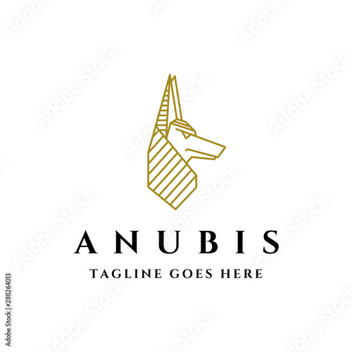 anubis egyptian ancient god line art logo icon vector template