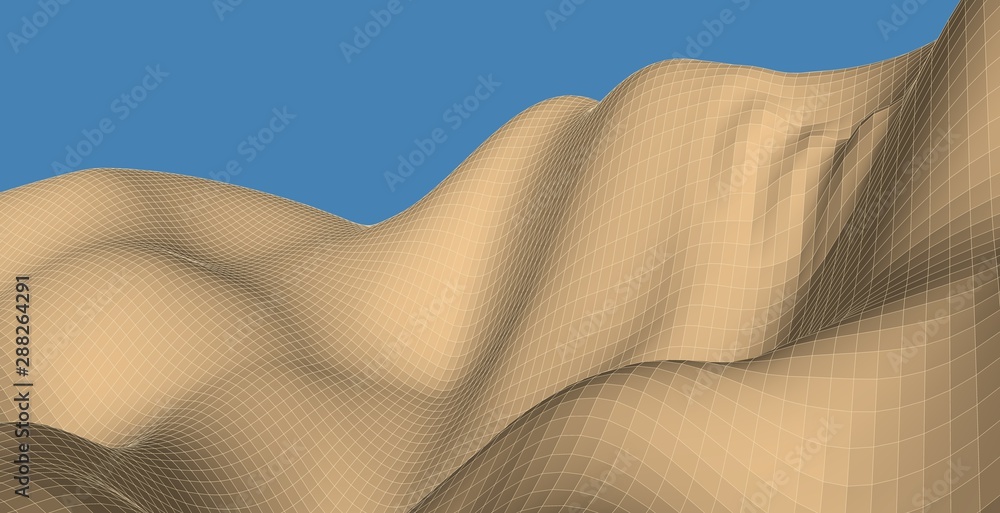 Illustration of terrain, mountains, desert, sand dune ,The Earth's background concept