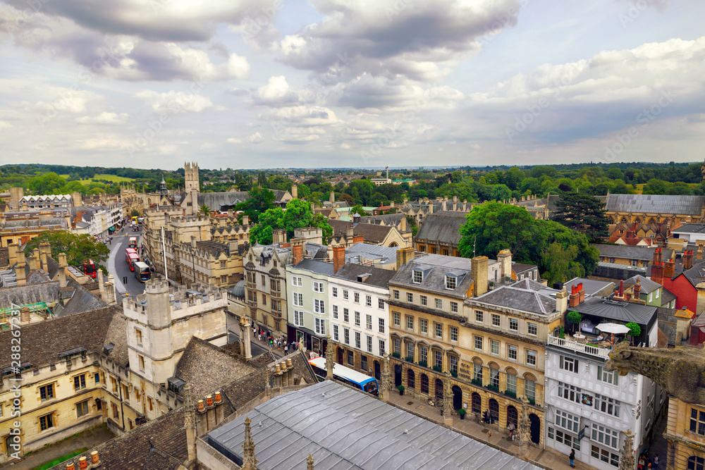 Naklejka premium Aerial View of Roofs in Oxford City England