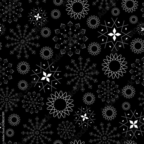 Abstract seamless pattern illustration of snowflakes.
