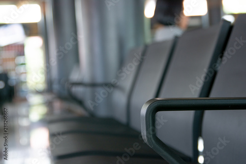 Empty chairs in the departure hall at Soekarno hatta airport