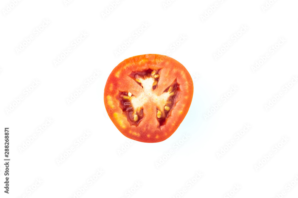 Close up fresh sliced tomato on white background. Close up fresh sliced tomato on white background.