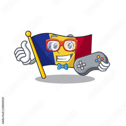 Gamer romanian cartoon flag folded in drawer photo