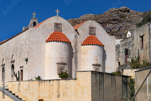 The Holy Stavropegiac  and Patriarchal Preveli Monastery of St. John the Theologian, known as the Monastery of Preveli. Crete, Greece.