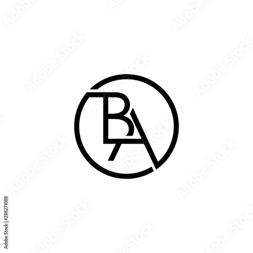 simple typography BA circle vector logo