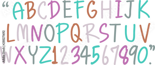 cute hand draw capital letters alphabet in pastel sweet tone color
