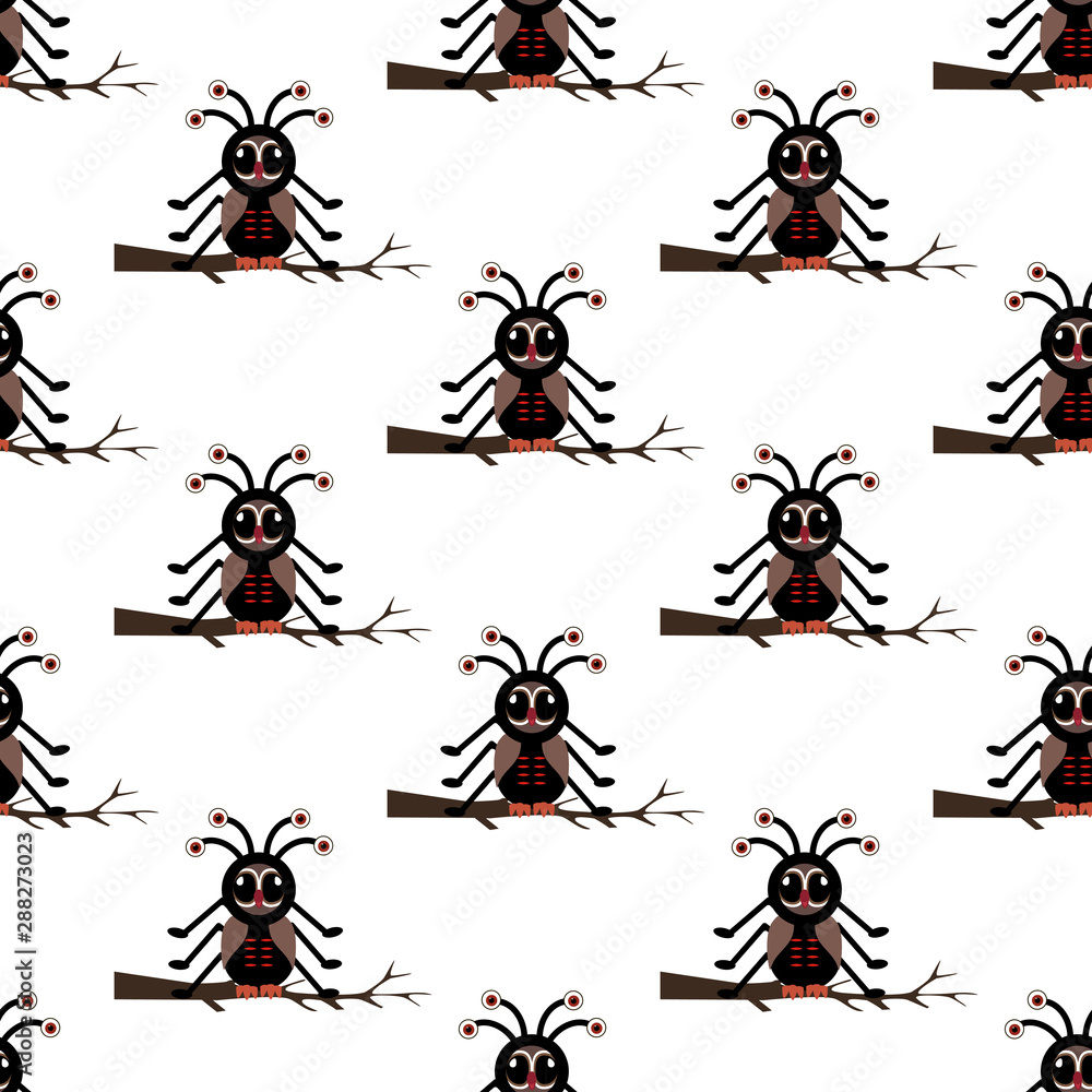 Halloween owl in spider costume seamless pattern Halloween owl in spider costume seamless pattern