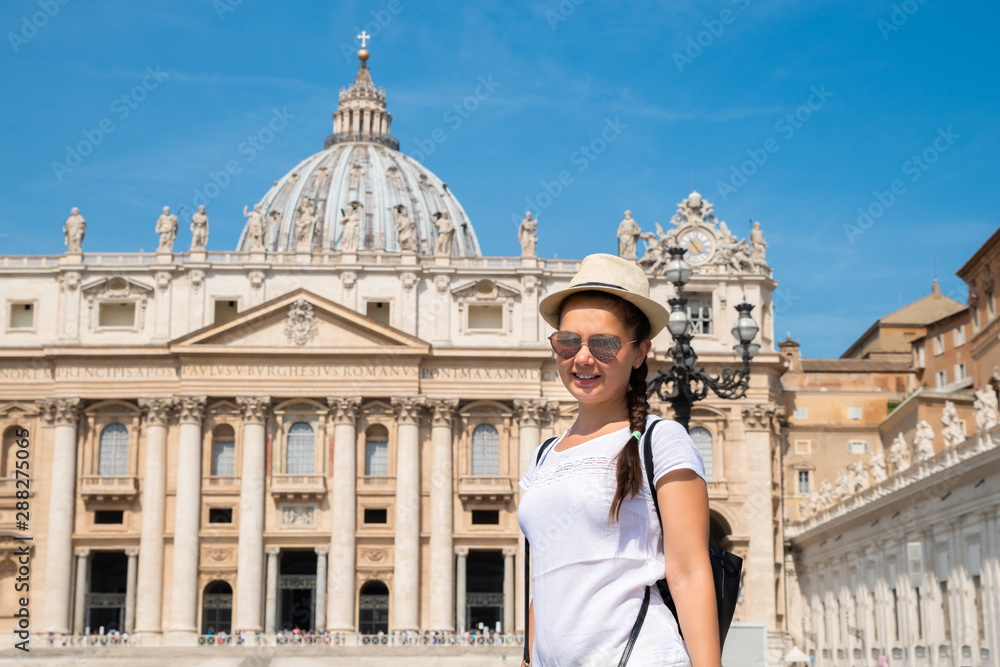 Woman In Front Of St. Peter's Basilica