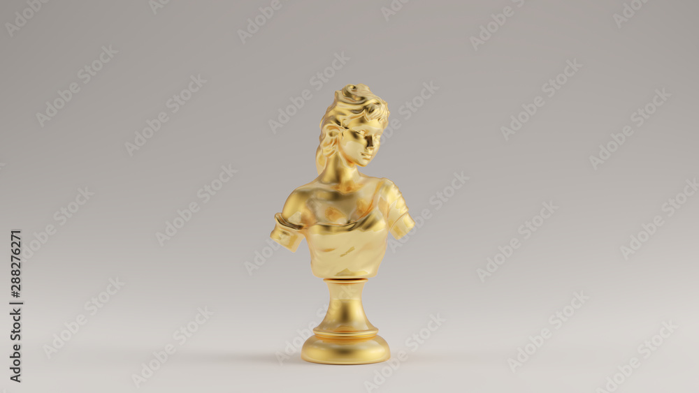 Gold Female Bust Sculpture Front View Gold Female Bust Sculpture Front View