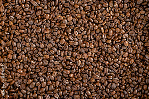 Roasted coffee beans texture background 