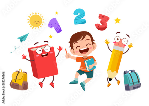happy kid read book study knowledge