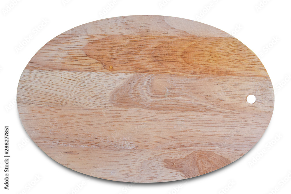 Wood cutting board isolated on white background. Wooden oval Wood cutting board isolated on white background. Wooden oval