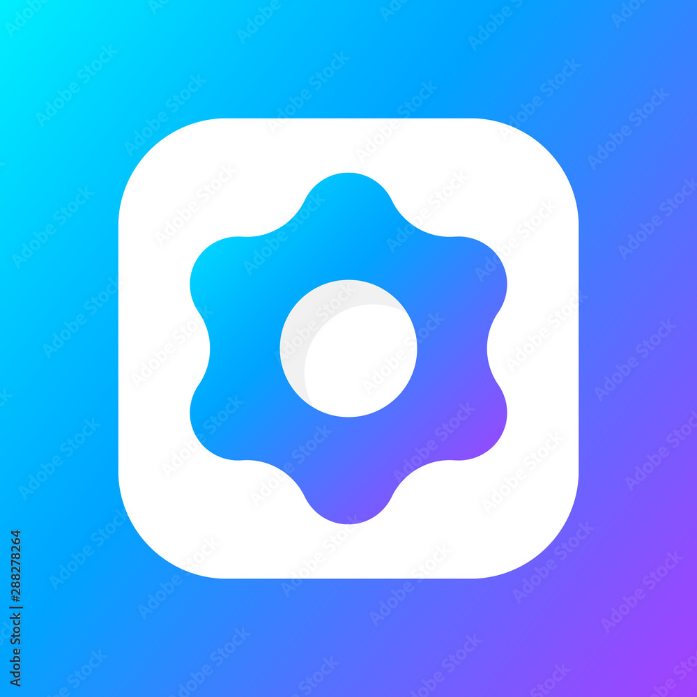 Flower application Icon. Flower looks like gear. Vector graphic. Flower application Icon. Flower looks like gear. Vector graphic.
