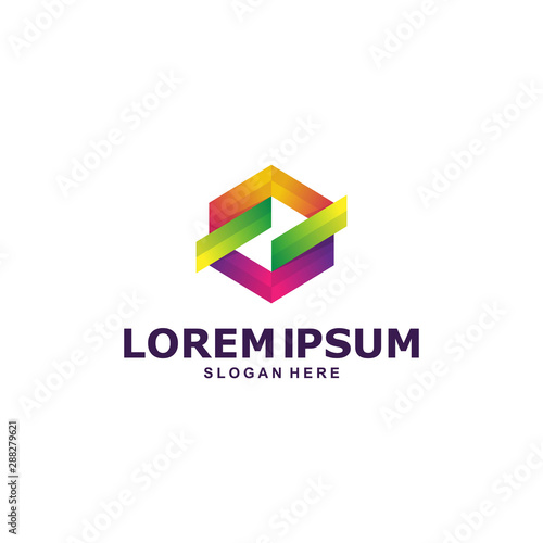 Colorful Abstract Hexagonal Logo Premium