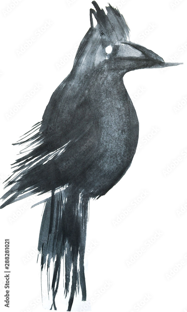 Fototapeta premium bird graphics on white background, graphic crane or heron wallpaper