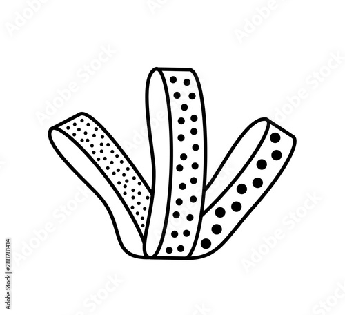 Sandpaper belt line icon. Black & white illustration of sanding abrasive paper. Glasspaper with grit texture