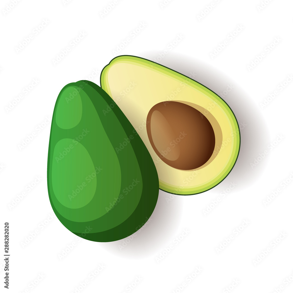 Avocado with brown seed inside icon isolated, healthy organic food, vector illustration. Avocado with brown seed inside icon isolated, healthy organic food, vector illustration.