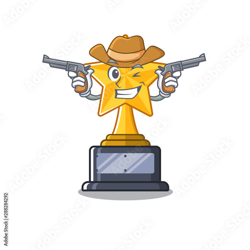 Cowboy cartoon star trophy in character drawer
