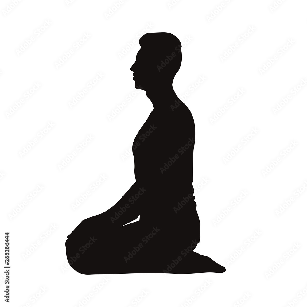 Men Practice Yoga Silhouettes