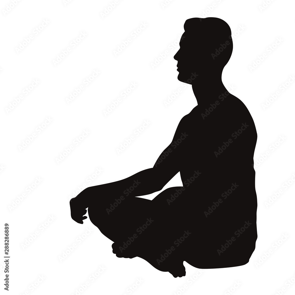 Men Practice Yoga Silhouettes