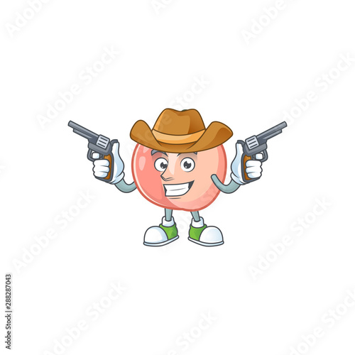 Cowboy cartoon peach isolated on white background