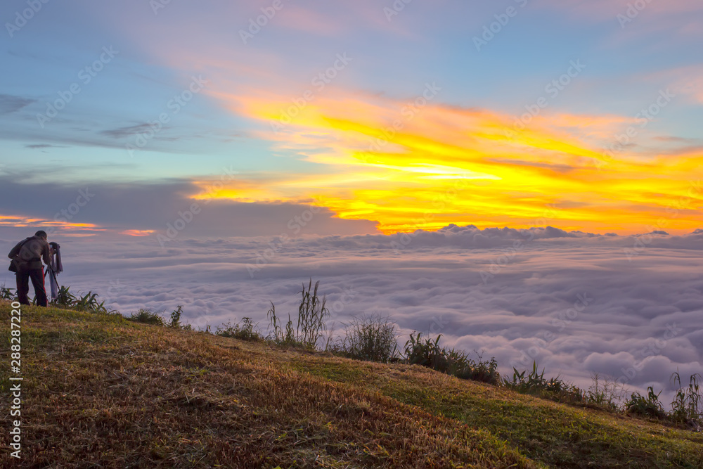 Beautiful Sunrise and mist at Phu Tubberk, Phetchabun Province, Thailand. Beautiful Sunrise and mist at Phu Tubberk, Phetchabun Province, Thailand.