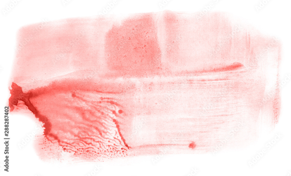 Abstract watercolor background hand-drawn on paper. Volumetric smoke elements. Red color. For design, web, card, text, decoration, surfaces.