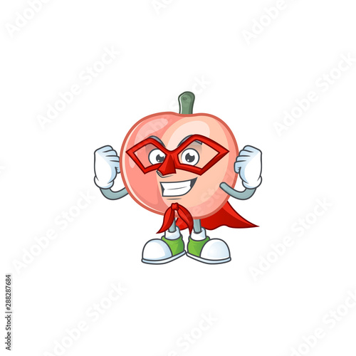 Super hero peach character mascot for cute emoticon