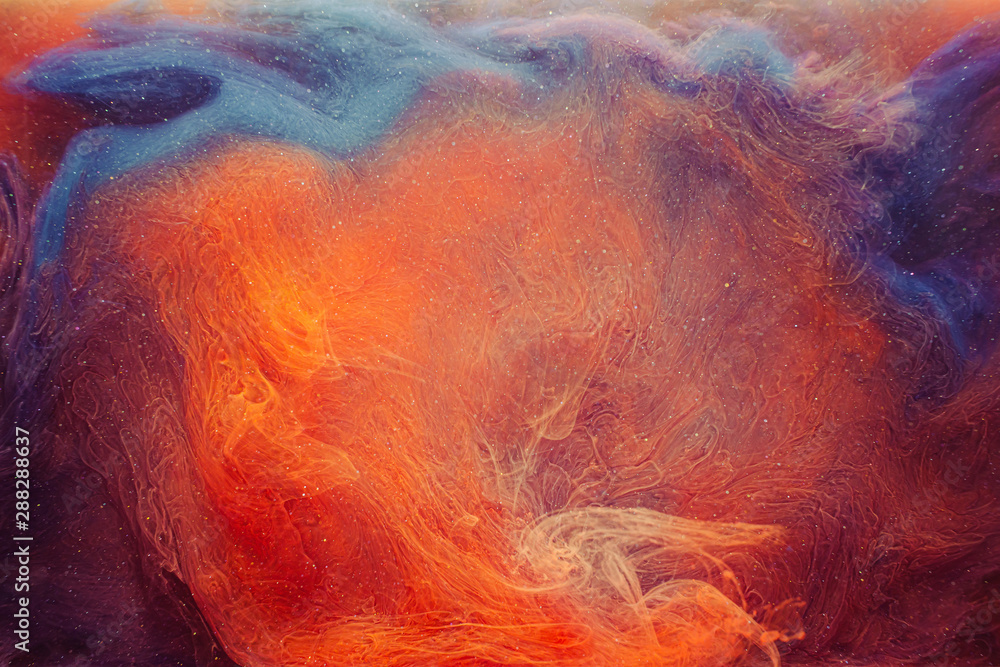 Art background. Mysterious glow. Orange abstract fume flow.