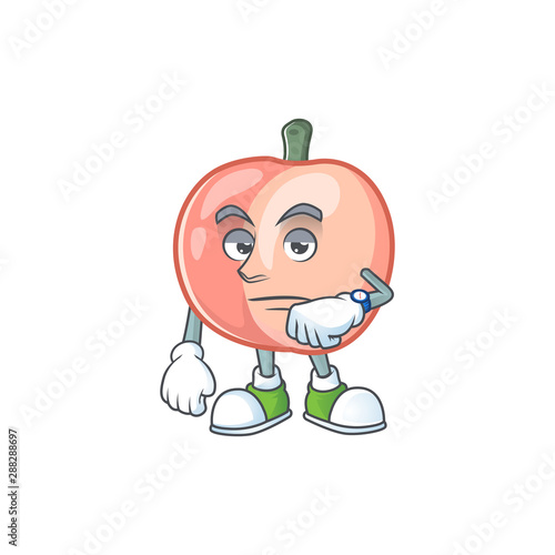 Waiting fruit peach fresh character with mascot